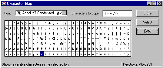 Character Map